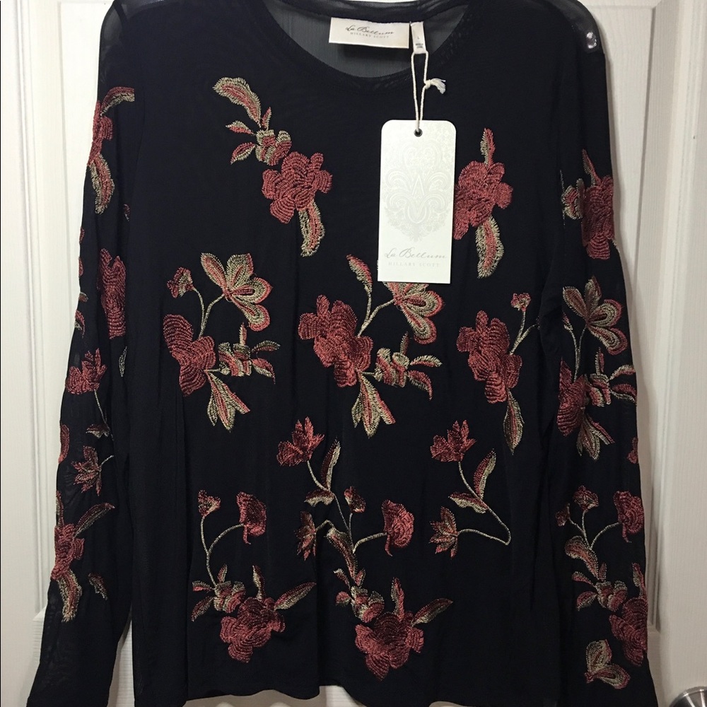 La Bellum L embroidered sheer top